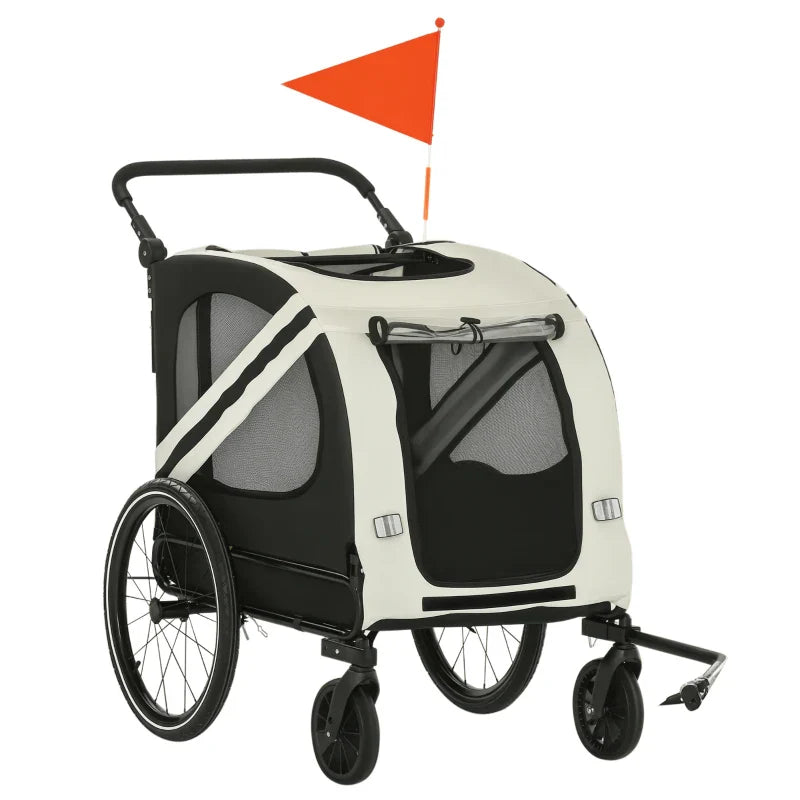 2-In-1 Dog Bike Trailer Stroller with Universal Reflector Flag