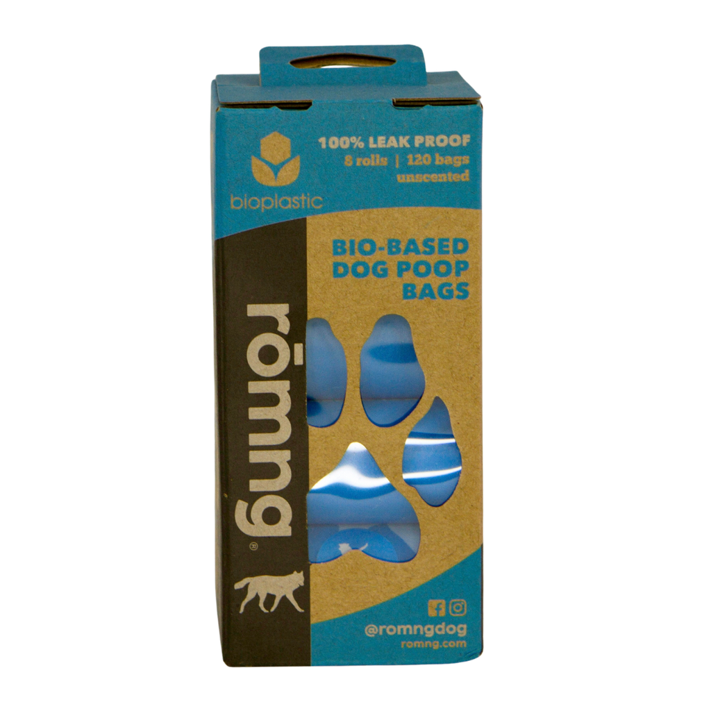 Bio-Based Dog Poop Bags + Bamboo Dispenser rōmng