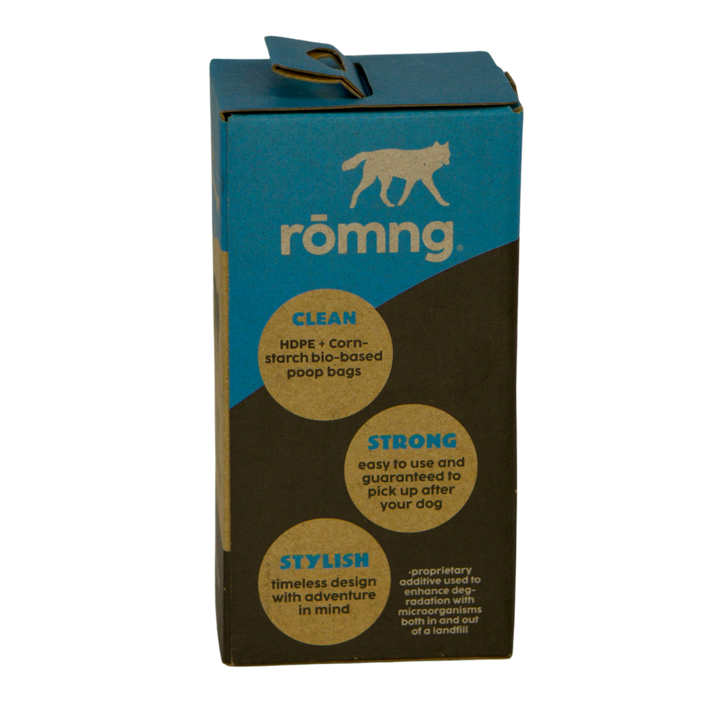 Bio-Based Dog Poop Bags + Bamboo Dispenser rōmng