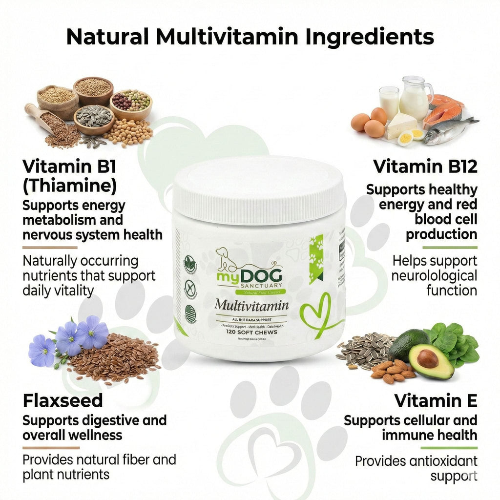 Multivitamin supplement jar with natural ingredients and health benefits on a white background
