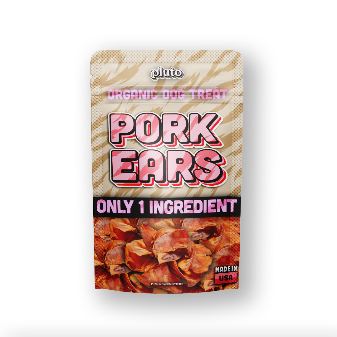 Pluto Pork Ear Chews 12 oz bag, natural pig ears for dogs