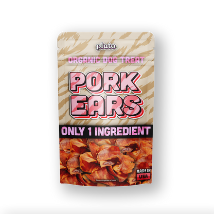 Pluto Pork Ear Chews 12 oz bag, natural pig ears for dogs
