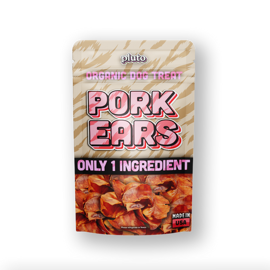 Pluto Pork Ear Chews 12 oz bag, natural pig ears for dogs