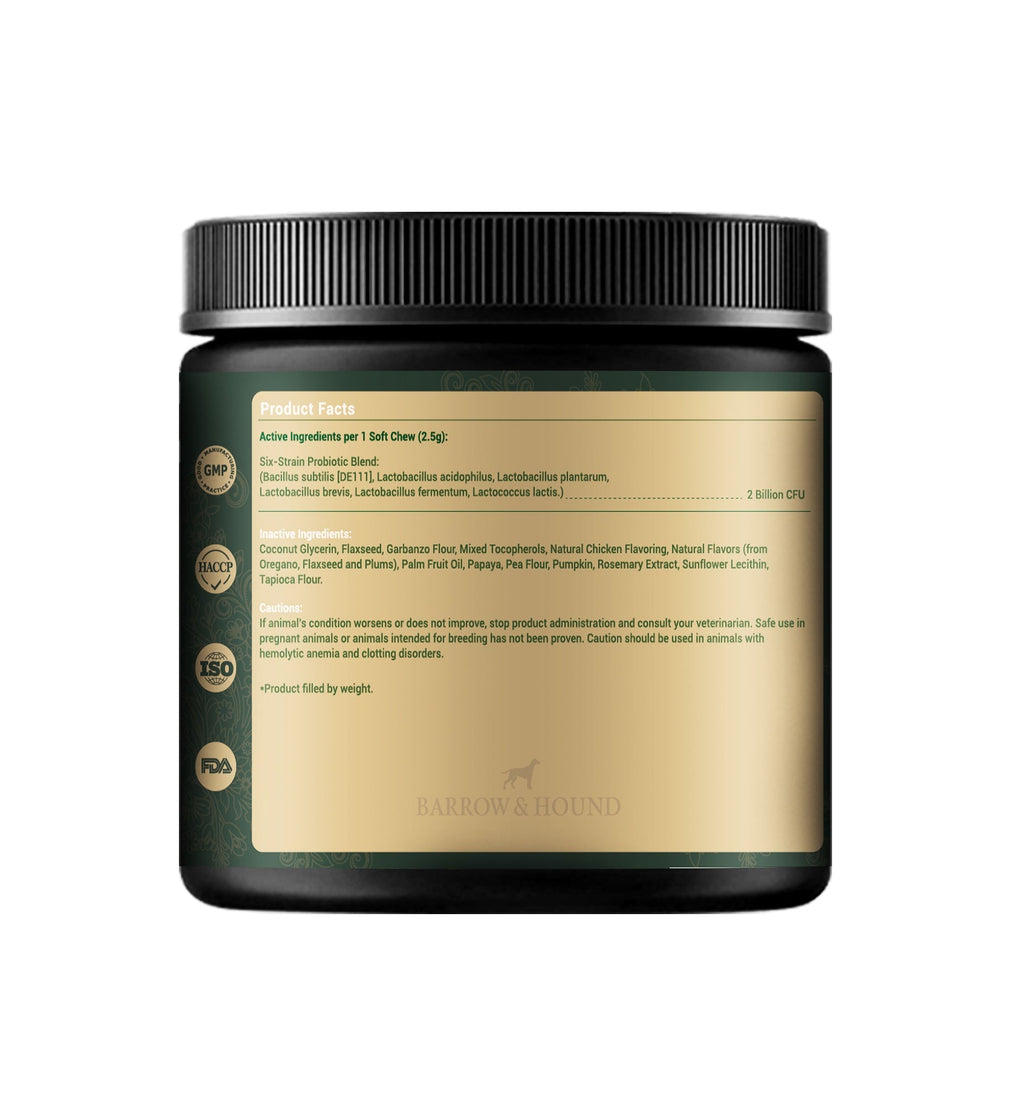 Pet food container with label on a white background